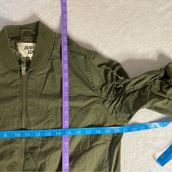 Outer Edge Women L LARGE Jacket Full Zip Pockets Distressed Lightweight Adult - Picture 10 of 11